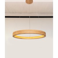 Runder Kronleuchter, Holzleuchter, Pendelleuchte Für Wohn - Oder Esszimmer, Deckenleuchte, Scandi-Hängelampe, Einzigartige Kronleuchter von OakLightStore