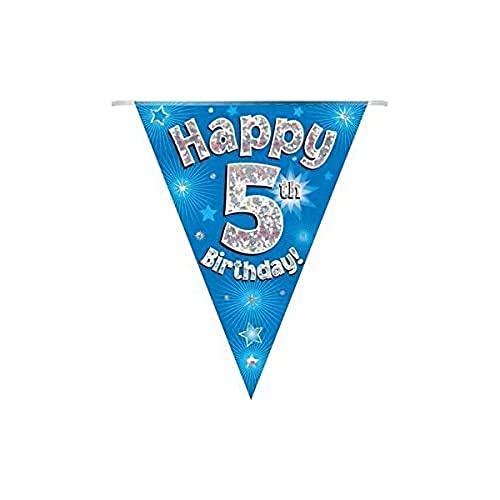 Wimpelkette "Happy 5th Birthday", holografische Folie, 3,9 m lang, 11 Flaggen von OakTree