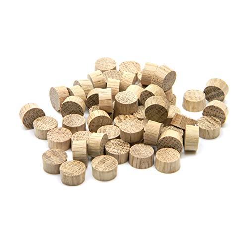 Oakcrafts 12,7 mm – 1,27 cm Eichenholz-Stöpsel mit flachem Kopf – 100 Stück von Oakcrafts