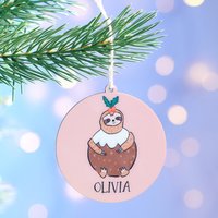 Faultier Weihnachtskugel Mit Personalisierung von OakdeneDesigns