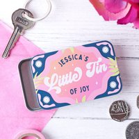 Personalisierte Kleine Zinn Freude Taschendose von OakdeneDesigns