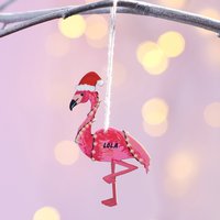 Personalisierte Weihnachts-Flamingo-Baumdekoration von OakdeneDesigns