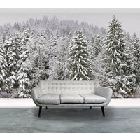 Selbstklebende Tapete Wandbild Der Verschneiten Bäume von OakdeneDesigns