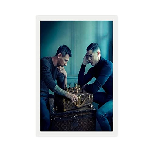 Cristiano Ronaldo und Lionel Messi Soccer Superstar Poster 3 Leinwand Poster Schlafzimmer Dekor Sport Landschaft Büro Zimmer Dekor Geschenk ungerahmt 40 x 60 cm von OakiTa