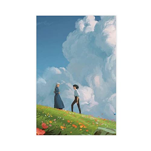 Howl and Sophie Poster Howl's Moving Castle Anime Movie Poster 9 Leinwand Poster Schlafzimmer Dekor Sport Landschaft Büro Zimmer Dekor Geschenk ungerahmt 40 x 60 cm von OakiTa