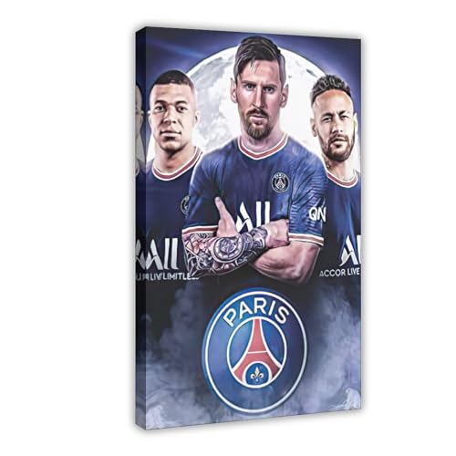 Messi Neymar Mbappe Fußballspieler-Poster, Leinwand, Poster, Schlafzimmer, Dekoration, Sport, Landschaft, Büro, Raumdekoration, Geschenk, Rahmen-Stil, 20 x 30 cm von OakiTa