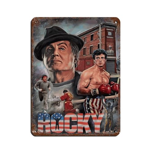 OakiTa Amerikanischer Film Rocky Balboa Amerikanische Flagge Leinwand Poster Blechschild Vintage Metall Pub Club Cafe Bar Home Wandkunst Dekoration Poster Retro 30 x 40 cm von OakiTa