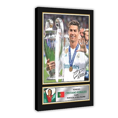 OakiTa Cristiano Ronaldo Fußball-Superstar-Poster, 8 Leinwand-Poster, Wandkunst, Dekordruck, Bild, Gemälde für Wohnzimmer, Schlafzimmer, Dekoration, Rahmen-Stil, 50 x 75 cm von OakiTa
