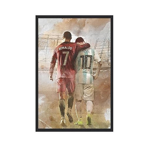 OakiTa Cristiano Ronaldo und Lionel Messi Fußball-Superstar-Poster, 1 Leinwand-Poster, Wandkunst, Dekordruck, Bild Gemälde für Wohnzimmer, Schlafzimmer, Dekoration, ungerahmt, 60 x 90 cm von OakiTa