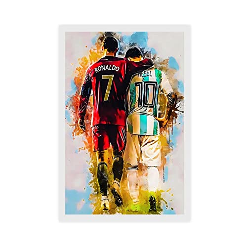 OakiTa Cristiano Ronaldo und Lionel Messi Fußball-Superstar-Poster, 5 Leinwand-Poster, Wandkunst, Dekor, Bild, Gemälde für Wohnzimmer, Schlafzimmer, Dekoration, ungerahmt, 30 x 45 cm von OakiTa