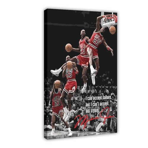 OakiTa Leinwandposter Michael Jordan Basketballspieler, Wandkunst, Dekor, Bild, Gemälde für Wohnzimmer, Schlafzimmer, Dekoration, Rahmenstil, 40 x 60 cm, 4 Stück von OakiTa