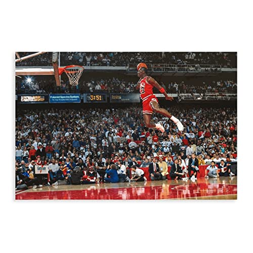 OakiTa Michael Jordan Dunk Basketballspieler HD-Poster auf Leinwand, Wandkunst, Dekor, Bild, Gemälde für Wohnzimmer, Schlafzimmer, Dekoration, ungerahmt, 60 x 90 cm von OakiTa