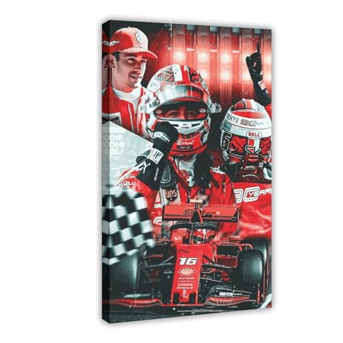 OakiTa World Formel 1 Driver Charles Leclerc Poster Leinwand Poster Wandkunst Dekor Druck Bild Gemälde für Wohnzimmer Schlafzimmer Dekoration Rahmenstil 20 x 30 cm von OakiTa