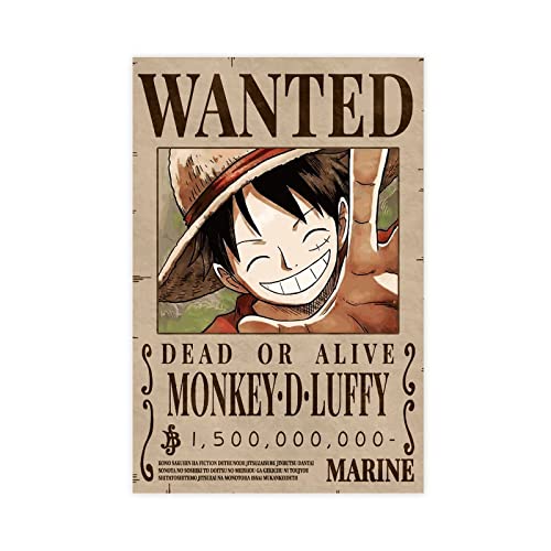 One Piece Luffy Bounty Wanted Themen-Serie Anime-Poster Leinwand Poster Schlafzimmer Dekor Sport Landschaft Büro Zimmer Dekor Geschenk ungerahmt 30 x 45 cm von OakiTa