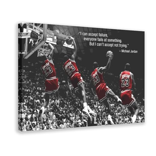 Poster auf Leinwand, Motiv Michael Jordan Zitate, Schlafzimmer, Dekoration, Sport, Landschaft, Büro, Raumdekoration, Geschenk, Rahmenstil, 40 x 60 cm von OakiTa