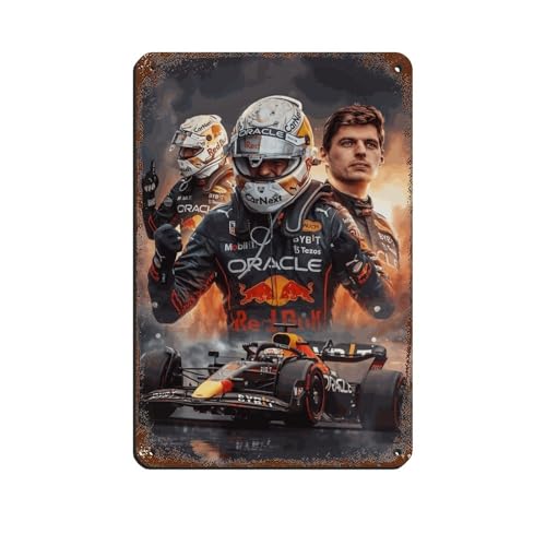 World Formula 1 Driver Max Verstappen Poster Retro Poster Metall Blechschild Chic Art Retro Eisen Malerei Bar Menschen Höhle Cafe Familie Garage Poster Wanddekoration 20 x 30 cm von OakiTa