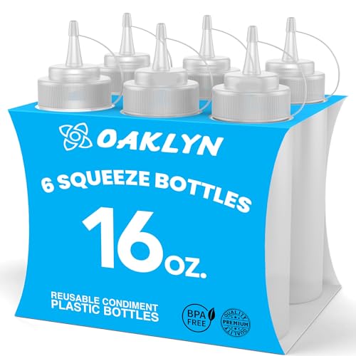 Oaklyn (6Pk 14 oz Plastic Bottle Dispensers, Spice Dosing Bottles With Twist-On Caps - Top Dispenser For Ketchup, Mustard, Mayo, Hot Sauces, Olive Oil - Compact, Bisphenol A (BPA) Free Bbq Set von Oaklyn
