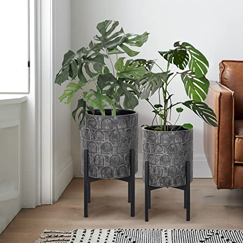 Oakrain Mid Century Pflanzgefäße für Zimmerpflanzen 2er Set Moderne Dekorative Metall Pflanztöpfe für Wohnzimmer, Büro, Garten oder Balkon Pflanzgefäß mit Ständer Farbe Schwarz Oakrain Mid Century Pflanzgefäße für Zimmerpflanzen 2er Set Moderne Dekorative Metall Pflanztöpfe für Wohnzimmer, Büro, Garten oder Balkon Pflanzgefäß mit Ständer Farbe Schwarz von Oakrain