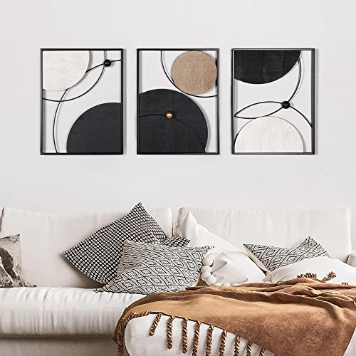 Oakrain Wandschmuck aus Metall, abstrakter Planet und Umlaufbahnlinien, minimalistisch, moderne Wanddekoration für Wohnzimmer, Schlafzimmer, Büro, Eingangsbereich, 3 Stück (30 x 39,9 x 1,2 cm) von Oakrain