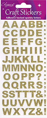 Oaktree Crafts Eleganza Bold Alphabet-Set, Kunststoff, gold Nr. 65, 24 x 9,3 x 0,1 cm von Eleganza