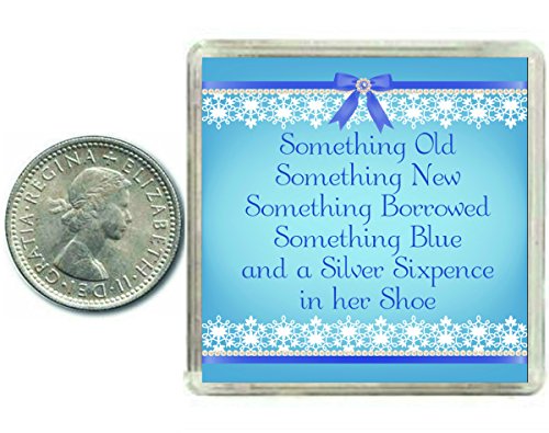 Lucky Sixpence for the Bride to be. A Traditional Keepsake Coin for her Wedding Day Shoe. Something Old, New, Borrowed, Blue sixpence. Includes Clear keepsake box. by Oaktree Gifts von Oaktree Gifts