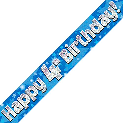 Oaktree Ltd "Happy 4th Birthday Banner, Folie, blau, 270 x 12 x 0,1 cm von OakTree