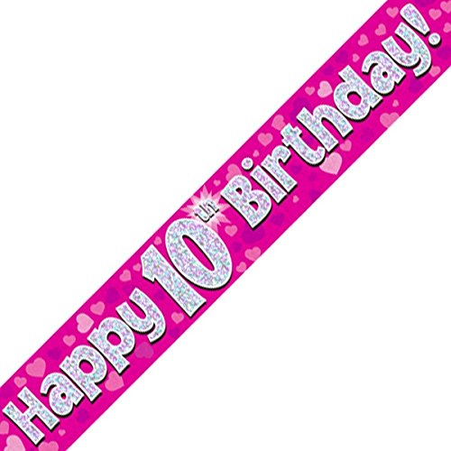 Oaktree Ltd Spruchband zum 10. Geburtstag, Folie, 270 x 12 x 0,1 cm, Rosa von Oaktree Ltd