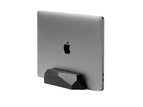 Oakywood Vertikaler Laptopständer, Naturholz, verstellbare Dockingstation, für Geräte bis zu 2 cm Dicke, kompatibel mit Allen MacBook Pro Air iPad-Oberflächen, handgefertigt, schwarz gebeizte Eiche von Oakywood