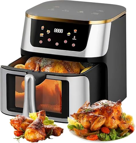 Air Fryer, 12 l, Fritteuse ohne Öl, 2800 W, 8 voreingestellte Programme, Fritteuse Air Fryer mit Sichtfenster, LED Touchscreen, multifunktionale elektrische Fritteuse, Fritteuse von Oamger