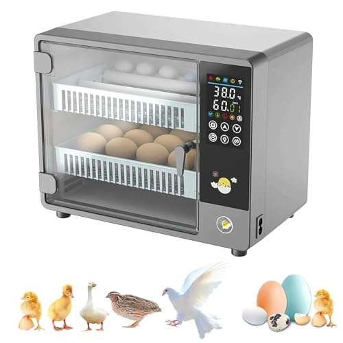 Automatischer Brutautomat, Inkubator für 24 Eier, mit automatischer Eierwende und automatischer Befeuchtung, intelligente Temperaturregelung mit Touchscreen von Oamger