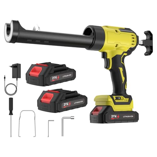 Elektrische Silikonpistole für Makita 18 V, elektrische Kartuschenpistole 2000 mAh, Silikonpistole mit LED, 6 Geschwindigkeiten, Anzeige des Akkustands, 300 ml (2 × Batterien) von Oamger