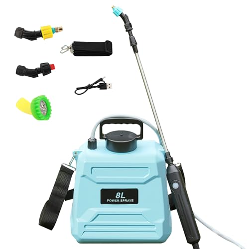 Elektrisches Sprühgerät, 5 l, Teleskop-Sprühpistole, wiederaufladbar, mit 2 Düsen, Kappe mit breiter Öffnung, Akku 2400 mAh für die Reinigung durch Sprühen von Gartenpflanzen (B- 8L) von Oamger