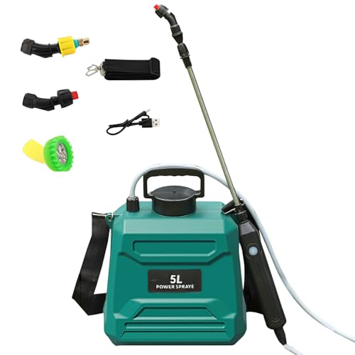 Elektrisches Sprühgerät, 5 l, Teleskop-Sprühpistole, wiederaufladbar, mit 2 Düsen, Kappe mit breiter Öffnung, Akku 2400 mAh für die Reinigung durch Sprühen von Gartenpflanzen (C- 5 l) von Oamger