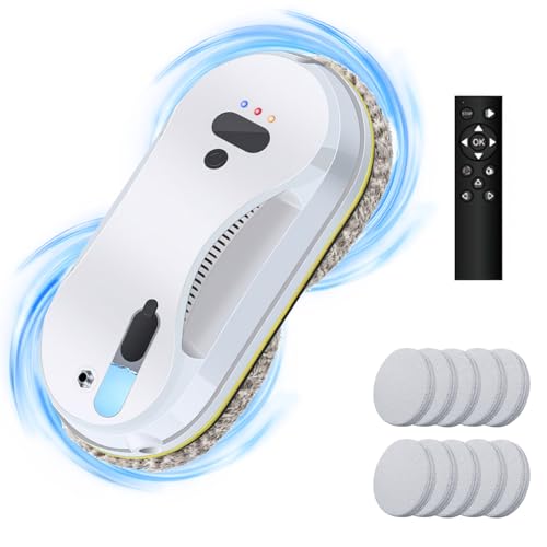 Fensterputzroboter,5600PA Fensterreiniger Elektrisch mit Fernbedienung Fenstersauger Glasreinigungssroboter mit Intelligentes Kantenerkennungssystem fensterputzer elektrisch für Alle Fenster (B) von Oamger