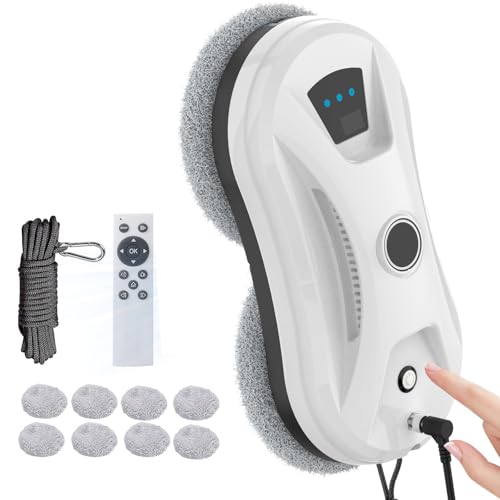 Fensterputzroboter,5600Pa Fensterroboter mit Automatischem Wasserstrahl,Fensterreiniger Roboter mit Intelligente Kantenerkennungssystem,für Innen und Außenfenster,10 Lappen (Doppelte Sprühdüse) von Oamger