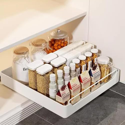 Küchenschublade, ausziehbar, ausziehbare Schublade, Teleskopschublade, zur Aufbewahrung von Küchenschrank, kein Bohren oder Nageln erforderlich, ausziehbarer Schrankorganizer (25 cm breit) von Oamger