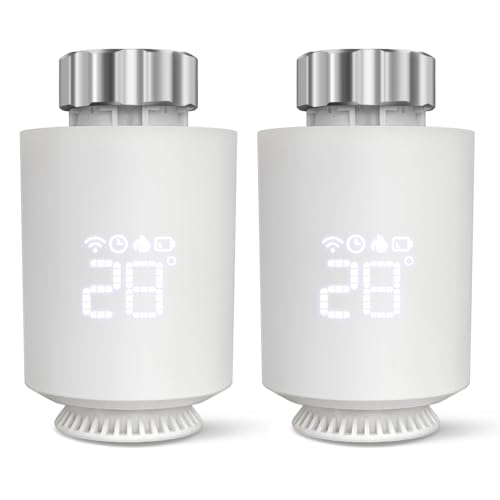 Thermostatventil, Heizkörper, Thermostatkopf, intelligent, programmierbar, Sprachsteuerung, kompatibel mit Alexa/Google Assistant (2 Stück) von Oamger