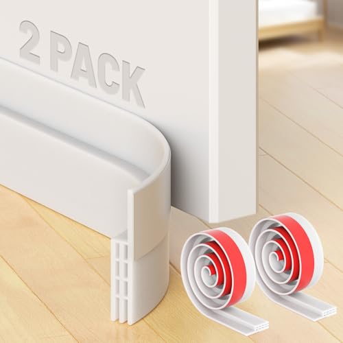 Oamwrae 2 Stück Tür Zugluftstopper, Anti-Zugluft Türbodendichtung, Weicher TPE Türdichtung Unten, Selbstklebend Luftzugstopper für Türen, 100cm * 5cm, Weiß von Oamwrae