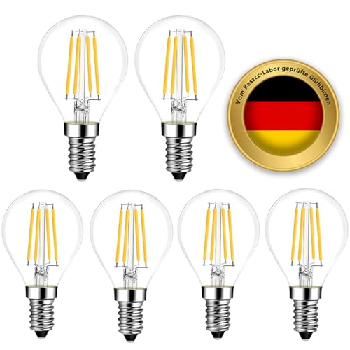 Oaomi E14 Kerze E14 Led Warmweiss LED Lampe,6er 4W E14 Glühbirne Warmweiß 2700K ersetzt 40W Halogenlampe, Filament Fadenlampe Nicht Dimmbar E14 Led AC 220V-240V (G45) von Oaomi