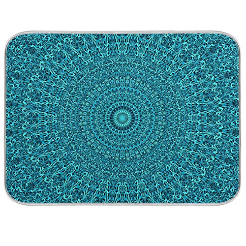 Oarencol Abtropfmatte für Geschirr, Boho, Mandala, Blume, Blau, groß, wendbar, Mikrofaser, 45,7 x 61 cm von Oarencol