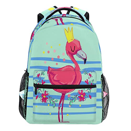 Oarencol Happy Birthday Flamingo Princess Flower Rucksack Büchertasche Daypack Reise Schule College Tasche für Damen Herren Mädchen Jungen von Oarencol