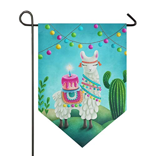 Oarencol Happy Birthday Gartenflagge Llama Kaktus niedliches Tier doppelseitig Heimdekoration Banner Outdoor 31,8 x 45,7 cm, Polyester, multi, 12.5 x 18 inch von Oarencol