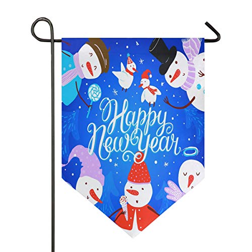 Oarencol Happy New Year Schneemann Candy Snowflake Birds Tree Christmas Garden Flag Double Side Home Yard Decor Banner Outdoor 31,8 x 45,7 cm, Polyester, Multi, 12.5 x 18 inch von Oarencol