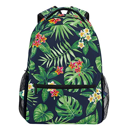 Oarencol Rucksack, Tropische dunkle Palmenblätter, Weiß und Rot mit Blumenmuster von Oarencol