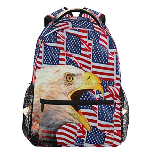 Oarencol Rucksack mit amerikanischer Adler-Flagge, USA-Sterne, gestreift, Tier-Rucksack, für Reisen, Schule, Hochschule von Oarencol