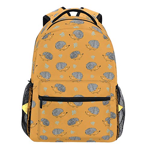 Oarencol Rucksack mit niedlichem Igel und Blumen, gelb, Bedruckt, für Damen/Herren/Mädchen/Jungen von Oarencol