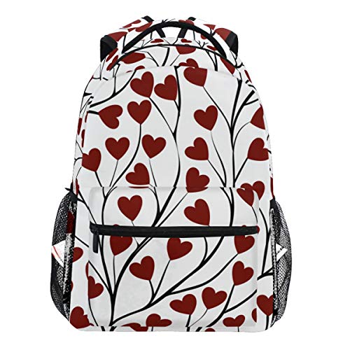 Oarencol Rucksack mit roten Herzen, Baum und Ästen, für Reisen, Schule und Schule, für Damen und Herren und Jungen von Oarencol