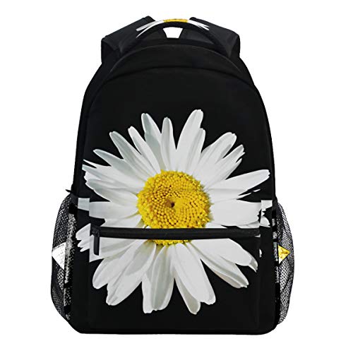 Oarencol Rucksack mit weißen Gänseblümchen und Blumen, Schwarz von Oarencol