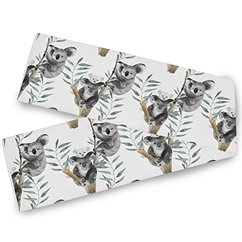 Oarencol Süßer Koala-Palmen-Tischläufer, doppelseitig, 33 x 177,8 cm, Polyester-Tischdecke von Oarencol