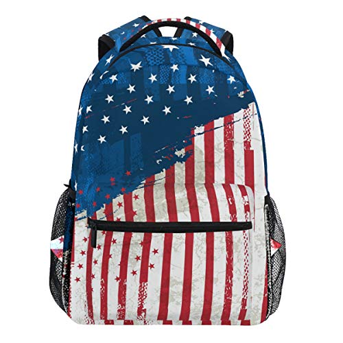 Oarencol Vintage-Rucksack mit amerikanischer Flagge und Stern, für Damen/Herren/Mädchen/Jungen von Oarencol